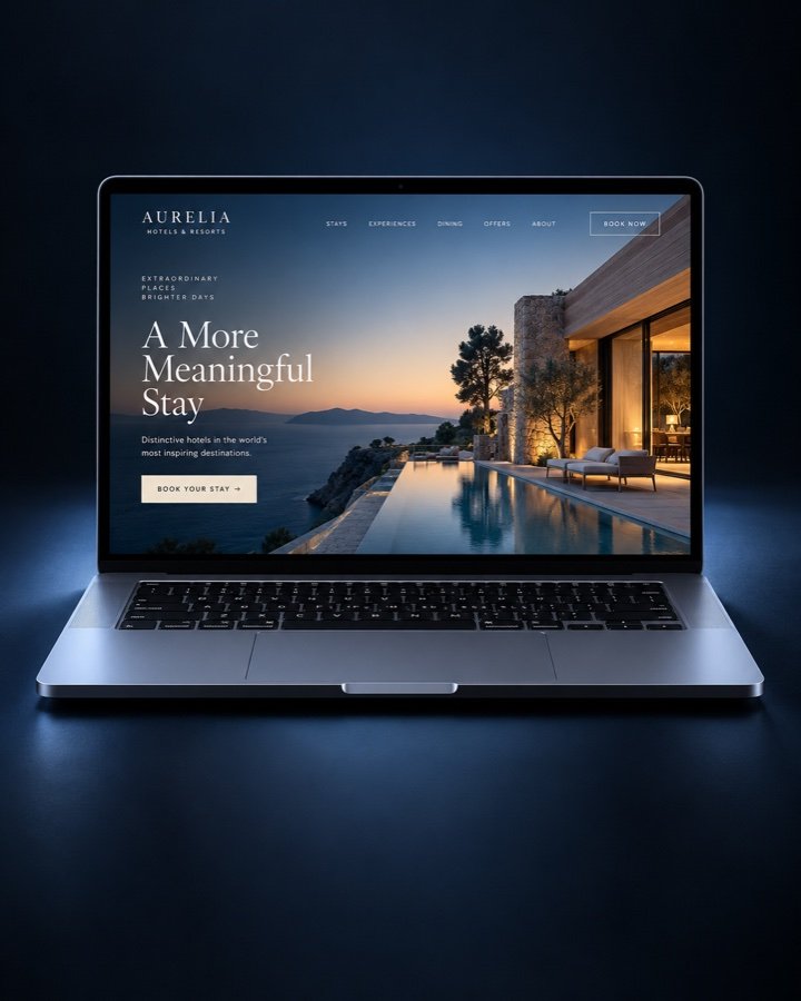 Hotel website on a laptop